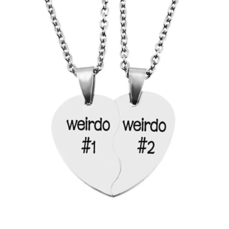 Best Friend Necklaces for 2 BFF Jewelry Weirdo Necklaces for 2 Weirdo 1 Weirdo 2 Necklaces for Women Lady Girl Friends