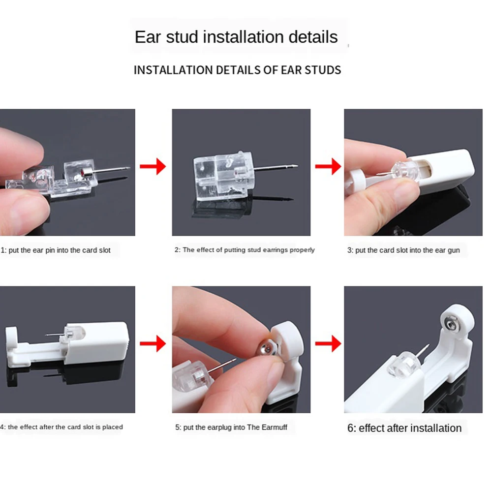 وحدة ثقب الأذن المعقمة القابل للتصرف ، ثقب بندقية ، أداة الثقب ، طقم آلة ، مسمار ، DIY بها بنفسك المجوهرات ، الغضروف ، الزنمة ، اللولب ، لا ألم ، 1 قطعة