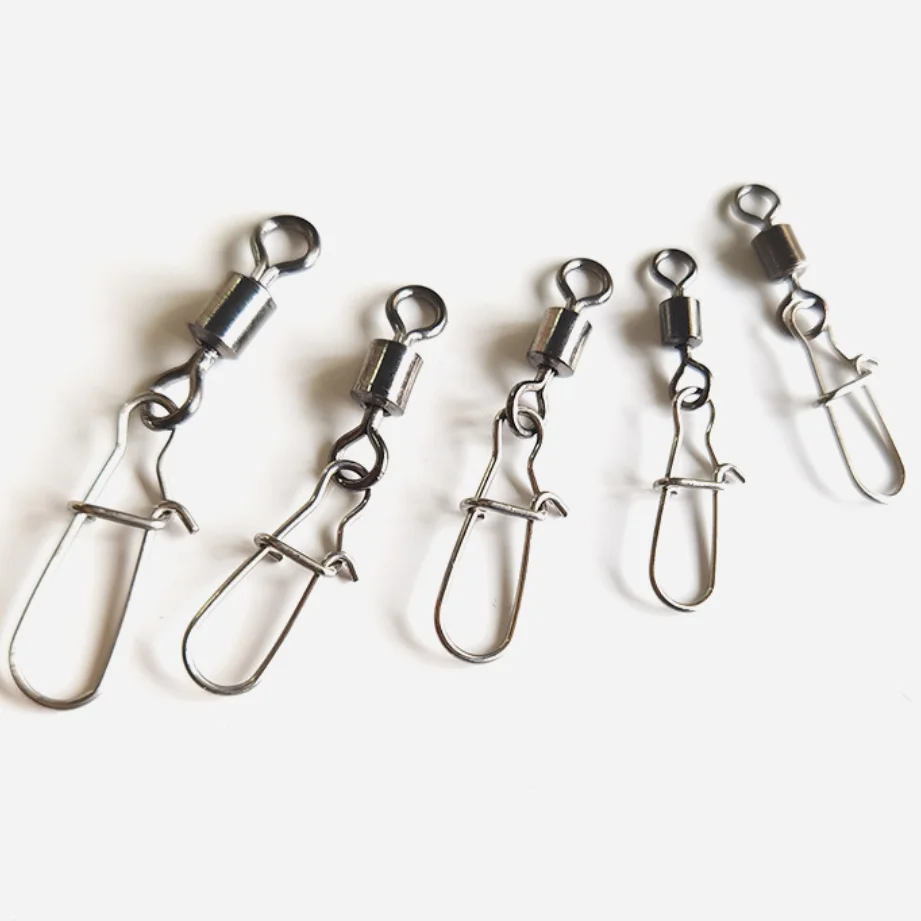 10/50/100pcs Fishing Connector Stainless Steel Snaps Pin Bearing Connection Fish Hook Clip Link Snap Pins Solid Rolling Swive