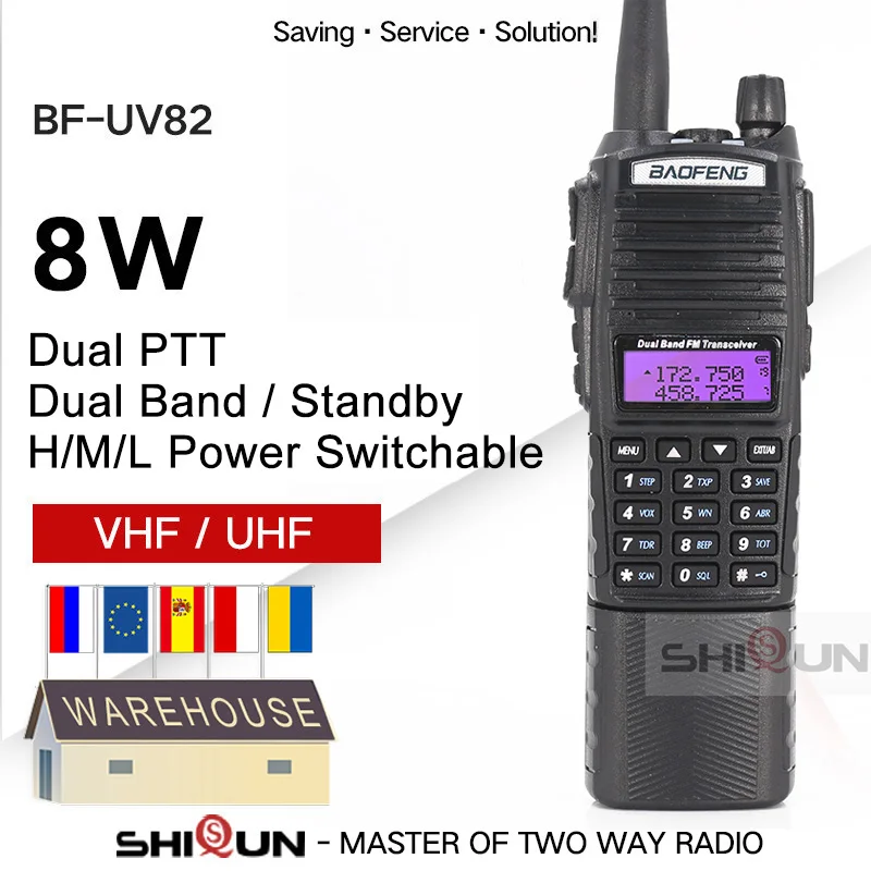 UV-82 8W Extended Battery 3800mA Baofeng UV82 Walkie Talkie 10 KM Baofeng 8W Dual PTT UV-XR UV-9R GT-3TP Ham Radio 10KM UV-5R 8W