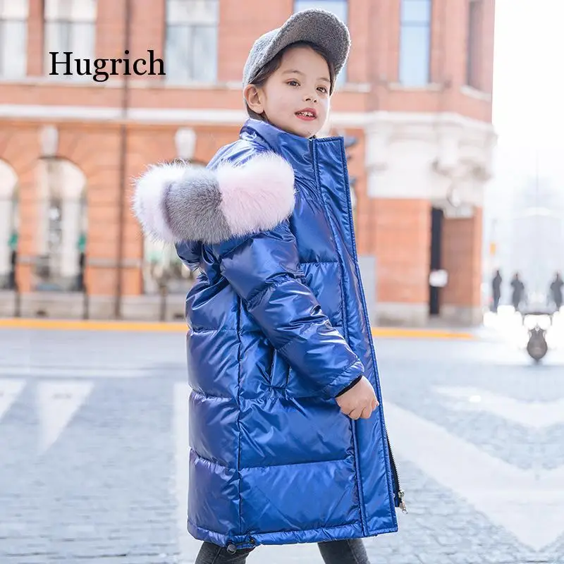 Warm 80% piumino d'anatra bianco per ragazza abiti invernali capispalla per bambini capispalla abbigliamento Parka cappotto in pelliccia sintetica Snowsuit 5-16Y