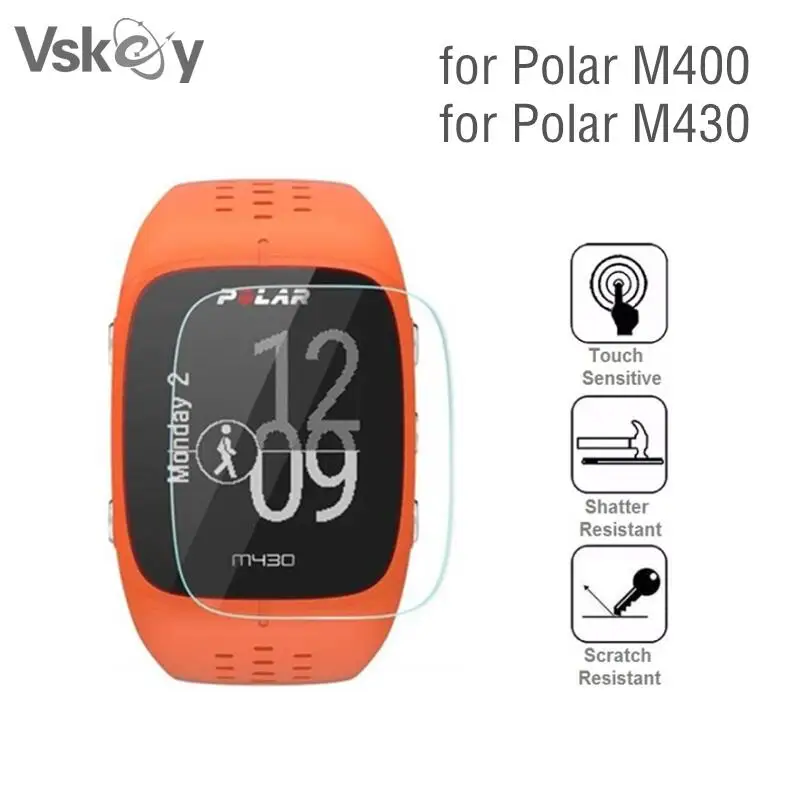 VSKEY 100PCS Smart Watch Screen Protector for Polar M430 Tempered Glass Anti-Scratch  Protective Film for Polar M400