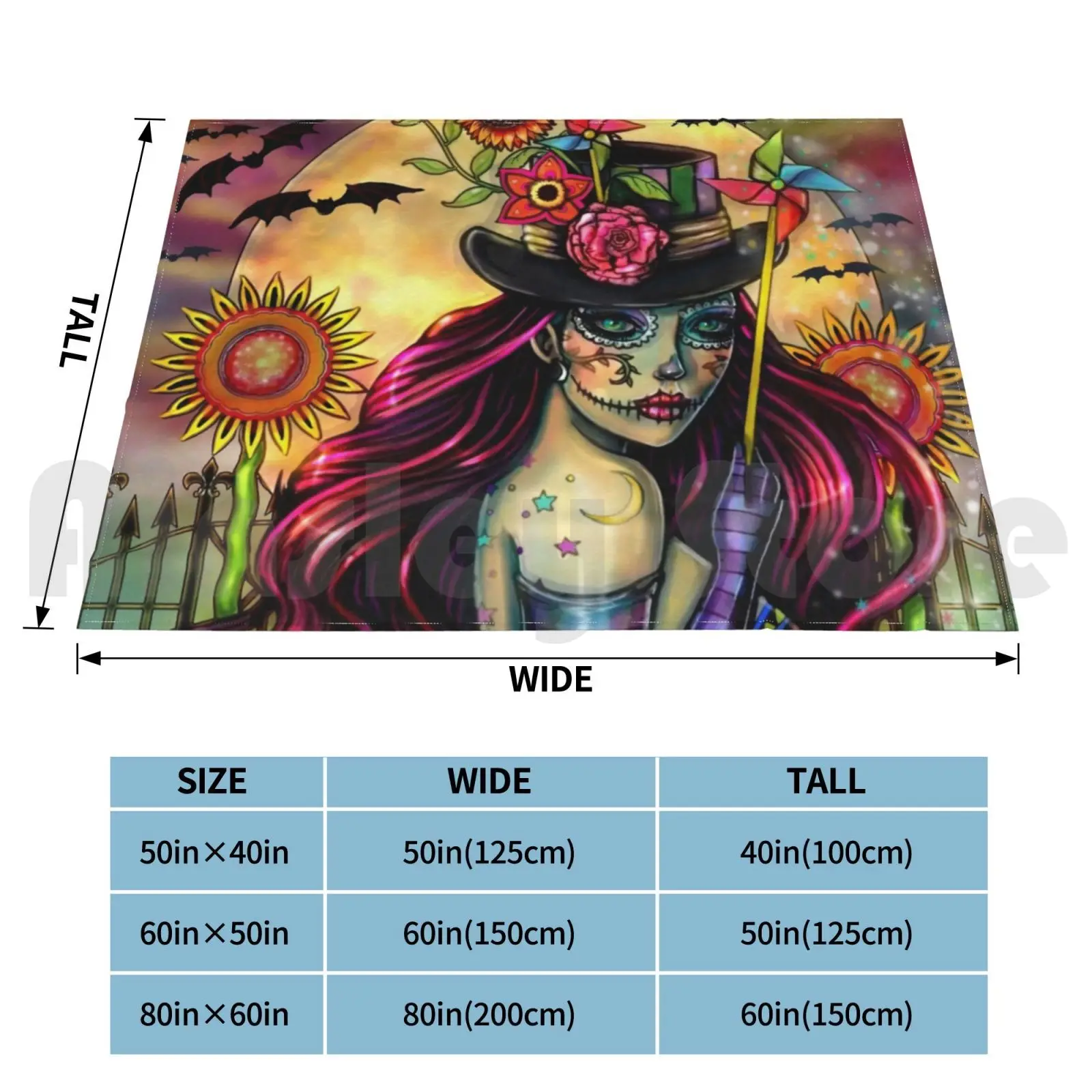 Blanket Sugar Skull Girl Fantasy Artwork By Molly Harrison 3080 Halloween Mardi Gras Fantasy