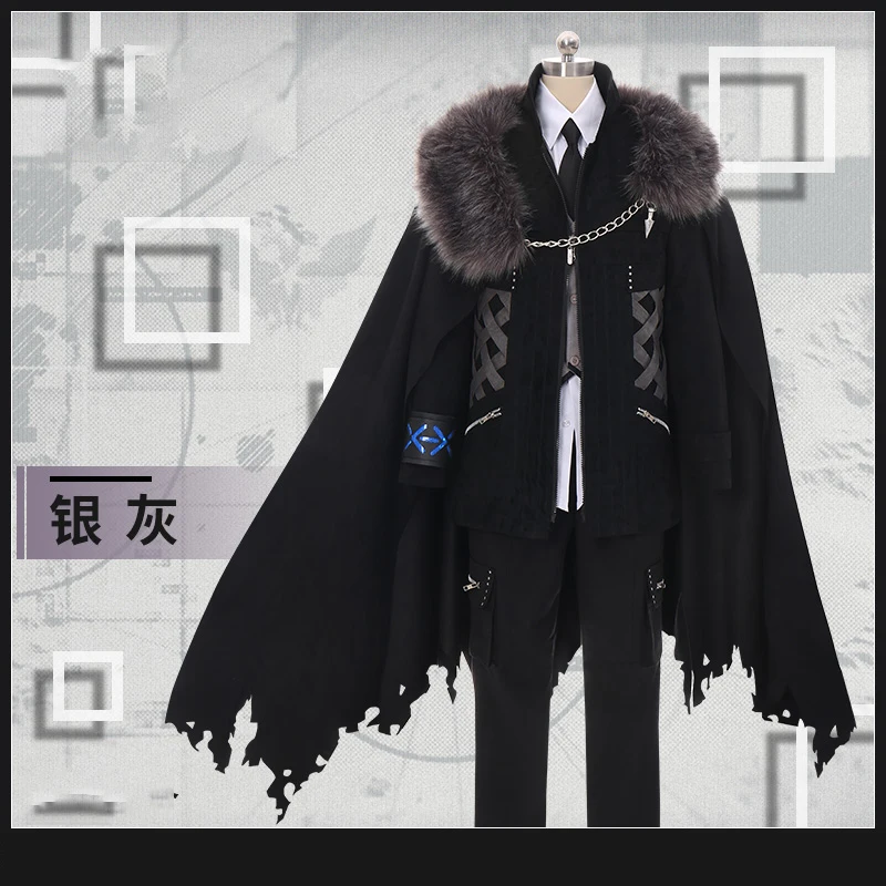 Coslee [S-XXL] Game Arknights Silverash Cosplay Kostuum Rhodes Island Met Staart Oor Game Pak Uniform Halloween Outfit Voor mannen