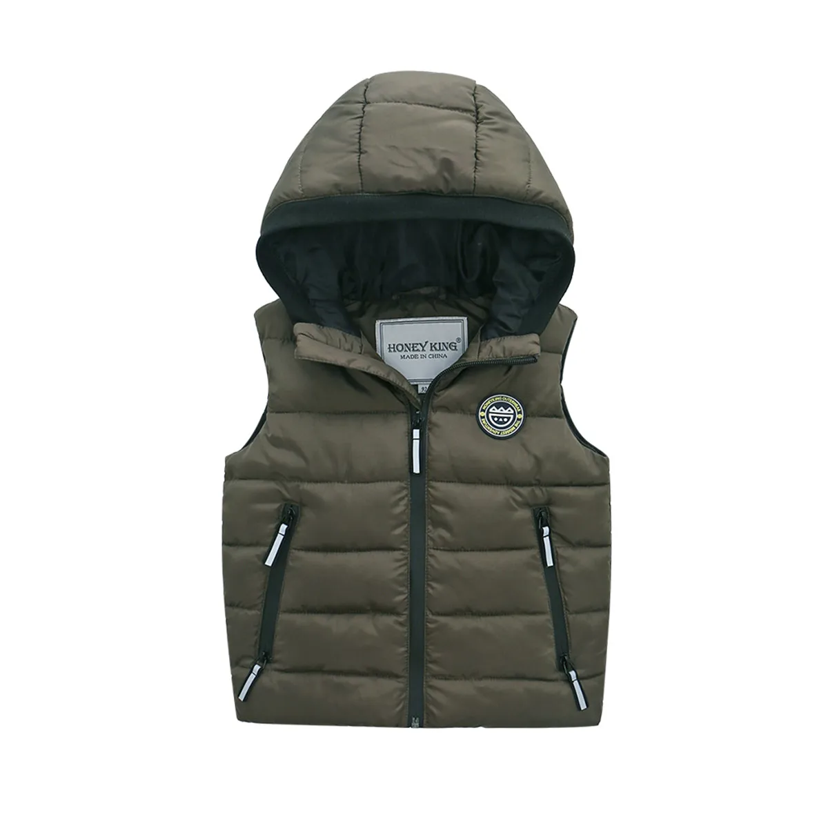 HONEYKING Children's Vest Babys Winter Warm Hooded Down Cotton Vest Waistcoat Toddler Kids Sleeveless Coats Jacket Outerwear