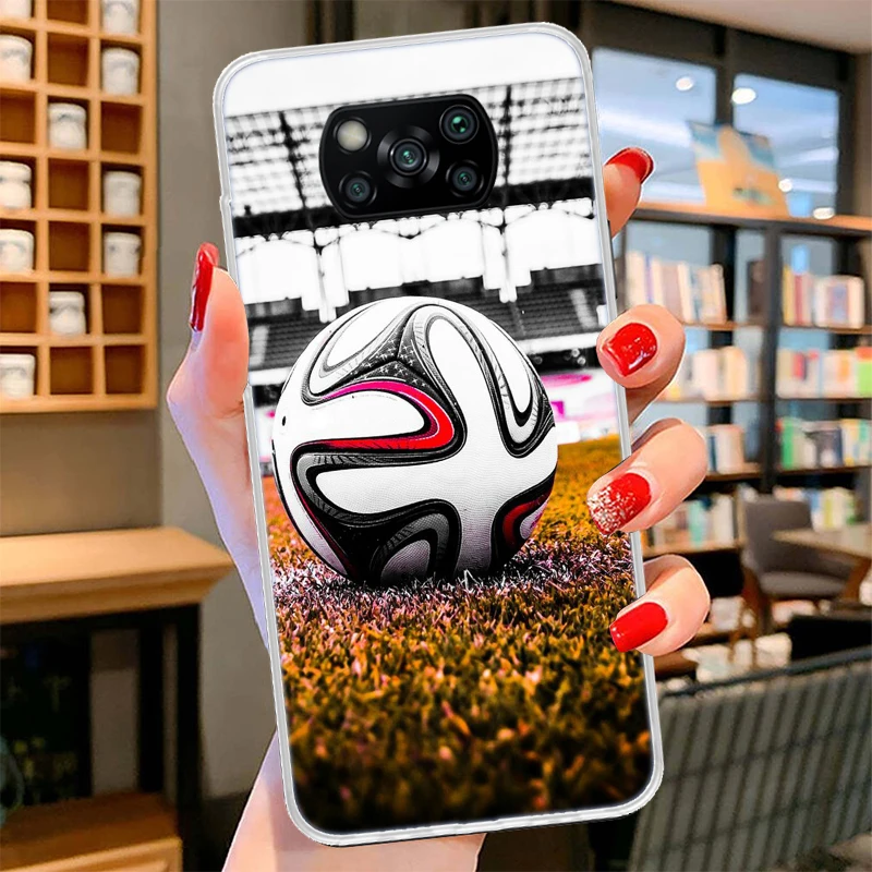 Football Soccer Ball Design Phone Case For Xiaomi Poco X3 Nfc M3 F3 F1 Mi Note 10 Pro 11 Lite 11i 8 9 9T 10T CC9 A3 Cover Fundas