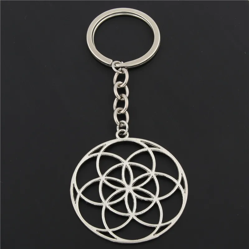 1pc Seed Of Life Charms Flower Of Life Keychains For Women Bag Charms Geometric Charms With Chain DIY Jewelry