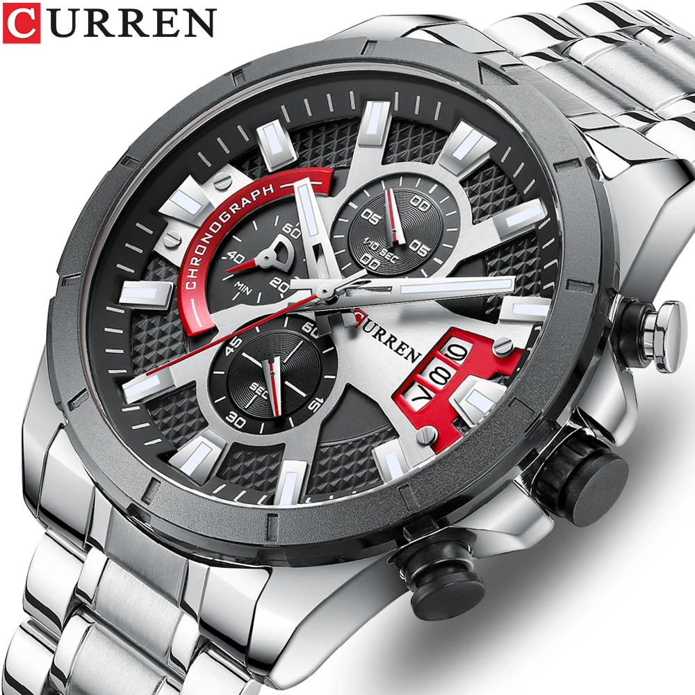 CURREN New Watches for Men Top Luxury Brand Simple Quartz Wrist Watch Mens Stainless Steel Waterproof Male Clock Sport Watch