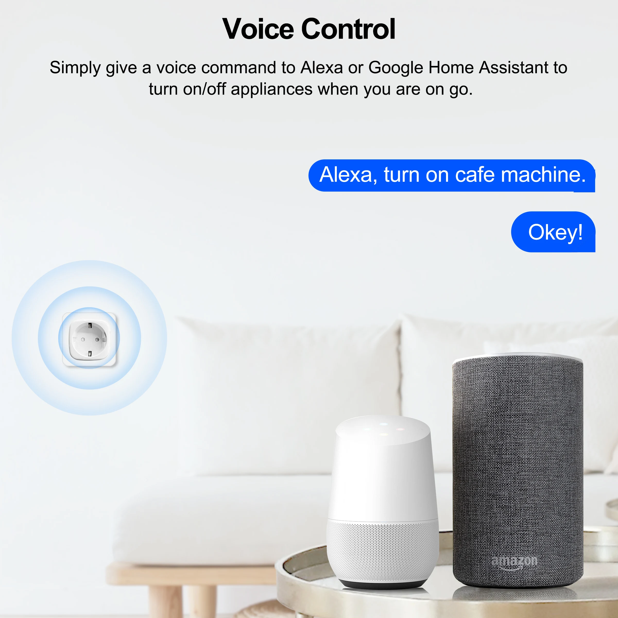 GIRIER Tuya Wifi prise intelligente 20A prise intelligente ue avec fonction de minuterie de moniteur de puissance 4200W Compatible avec Alexa Google Home