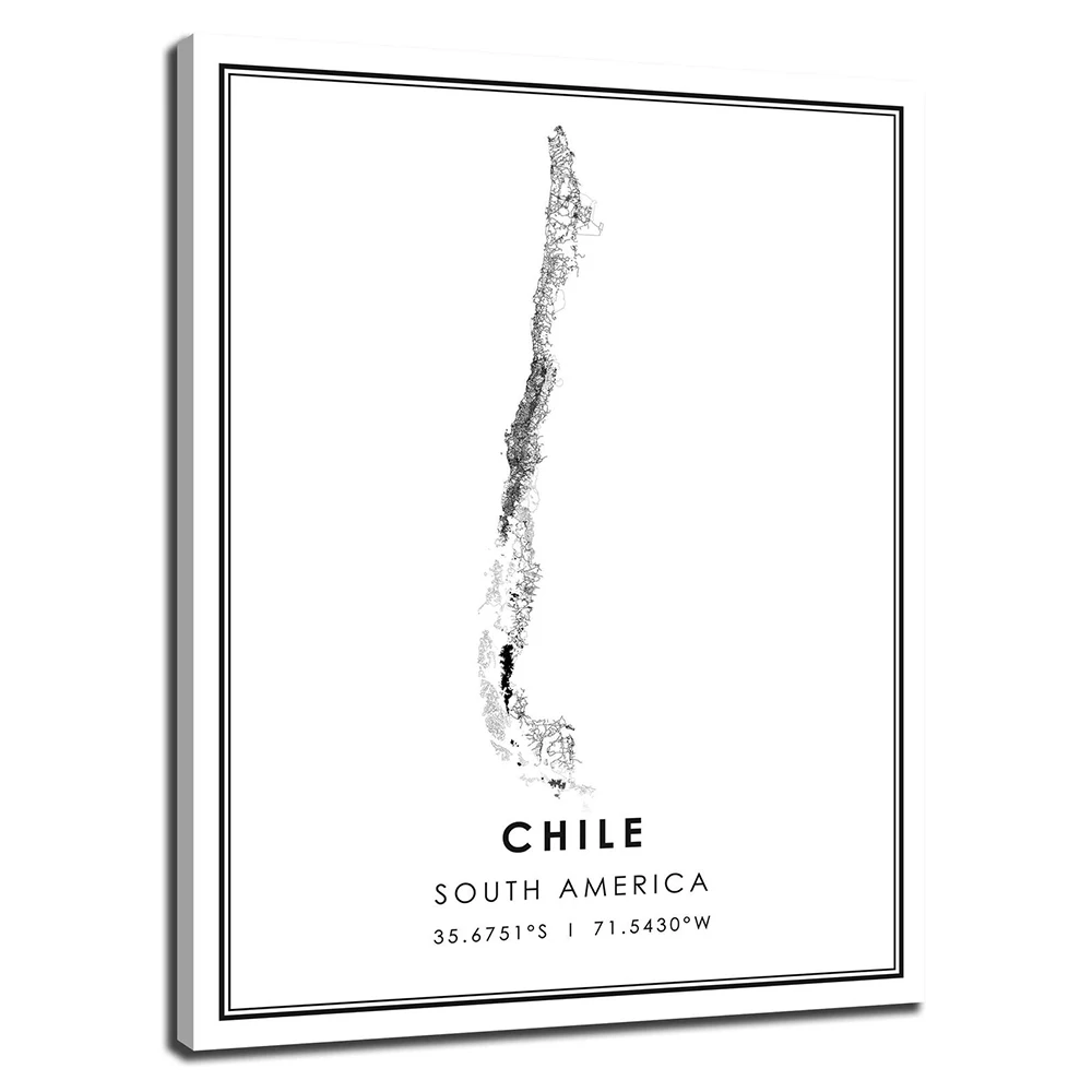 Prints Chile South America Country Map Poster Modern Canvas Painting Abstract Wall Art For Living Room Home Decor