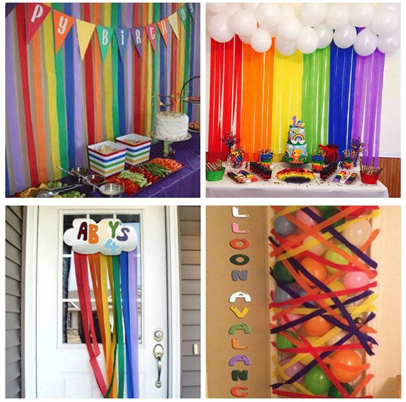 45mm 25meter Länge Crepe Papier Streamer Rolle Bunting DIY Papier Girlande Fotografie Kulissen für Hochzeit Geburtstag Party Decor – Detail 26
