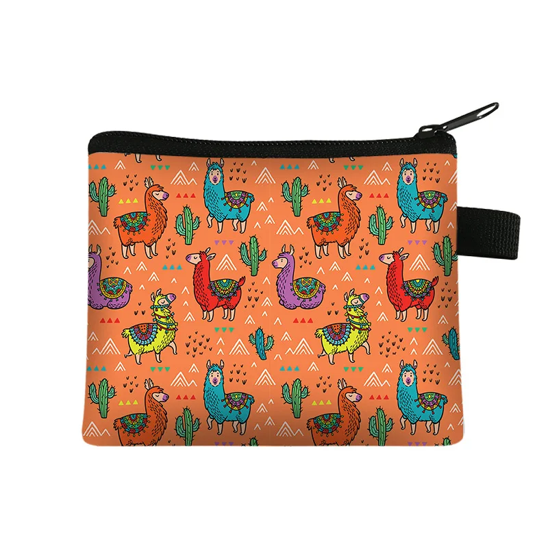 Alpaca Gedrukt Kinderen Nul Portemonnee Student Polyester Kaart Tas Eenvoudige Munt Opbergtas Hand Tas Portemonnee Mini Zak pochette