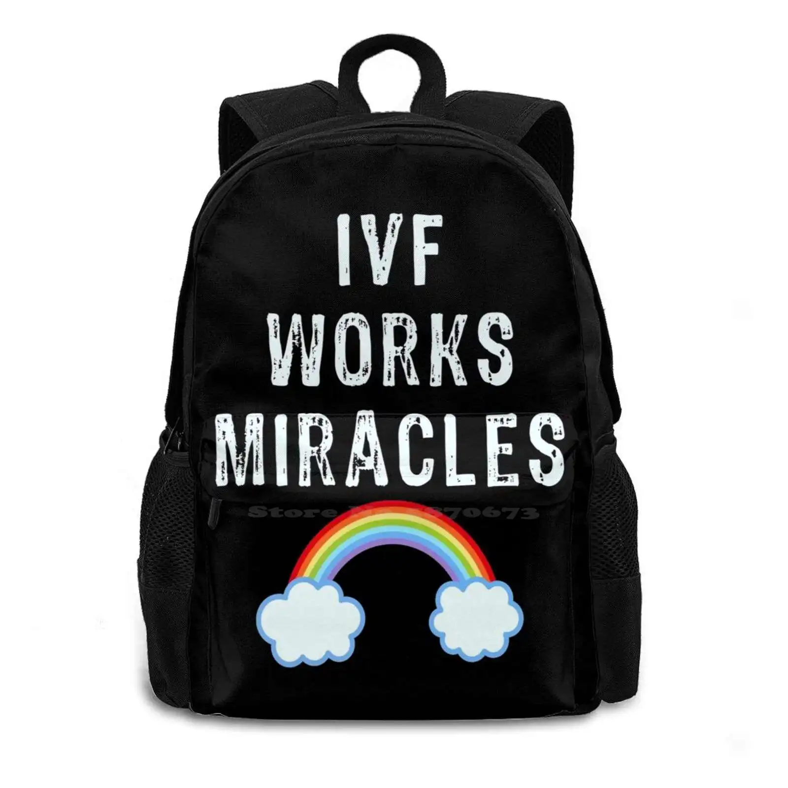 Ivf Works Miracles Rainbow Baby Bag Backpack For Men Women Girls Teenage Black Ivf Pregnancy Maternity In Vitro Invitro Obgyn