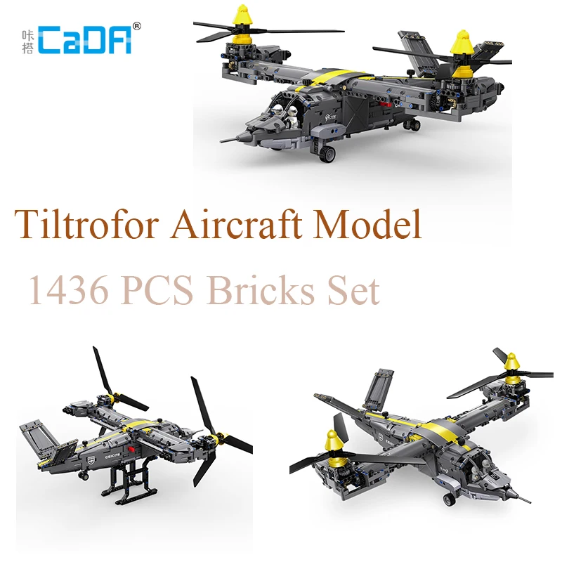 

CaDA 1424PCS Building Blocks Set High-Tech Brciks Rotorcraft Fighter Model RC Airplane Helicopter Toys Gift For Kids