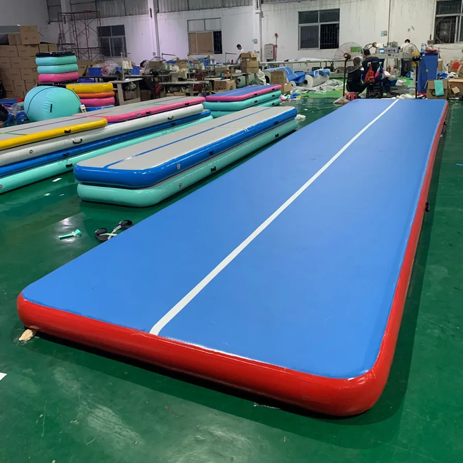 HIBADOU Inflatable Air Track Mat Gymnastics Air Track 10*2*0.2m Inflatable Taekwondo Inflatable Trampoline With a Pump