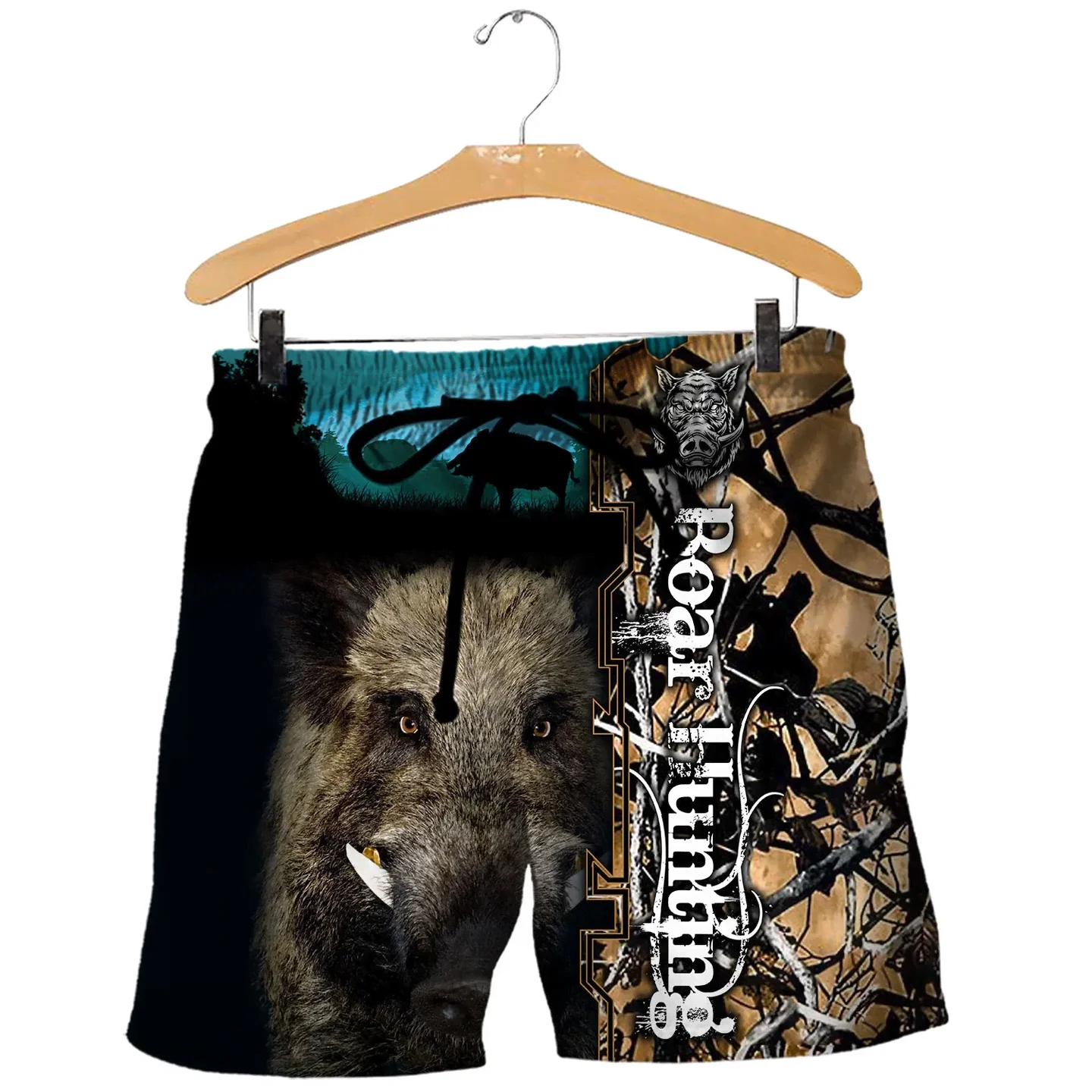 Duck and Boar Hunting 3D All Over Printed Mens Shorts Unisex Streetwear Summer Beach Loose Shorts Casual Pants Polyester SDM19