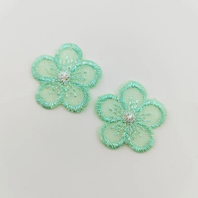 50 Stück/Los. 2,5 cm bestickte Netzblumen-Stoffaufnäher für Bekleidung, Nähzubehör, DIY-Haarspangen-Accessoires – Detail 4