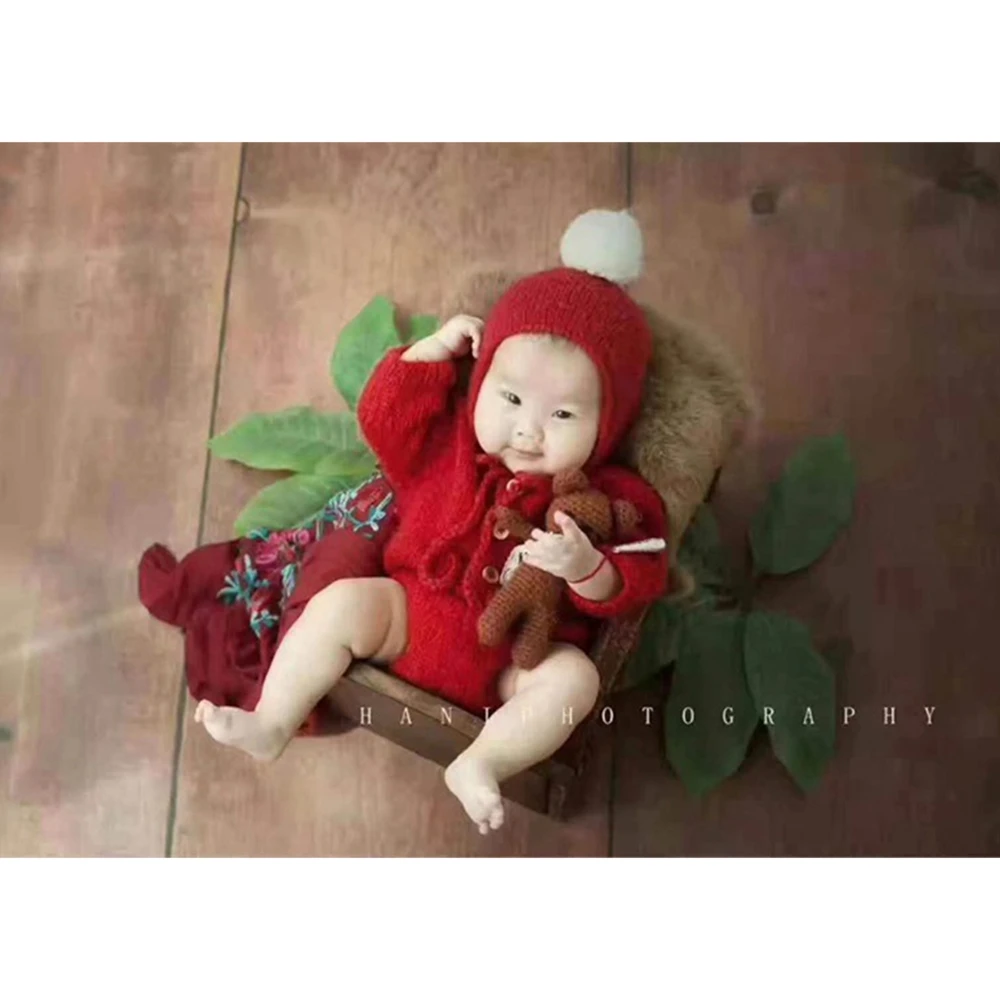 2021 New Newborn Photography Props Christmas Red Outfit Hat Knit Soft Set for Baby Boy Girl Clothing Photo Shooting Accessories