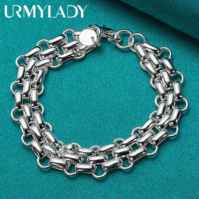 URMYLADY 925 Sterling Silver Multi Beads Circle Chain Bracelet For Women Wedding Party Fashion Jewelry