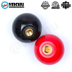 VEICHU-Preto Vermelho Resina Bola Botões, Fixação Da Rosca, Núcleo De Cobre, Punho De Punho De Plástico, Botão De Alavanca, M4 ~ M6, 1 2 3 4 5Pcs