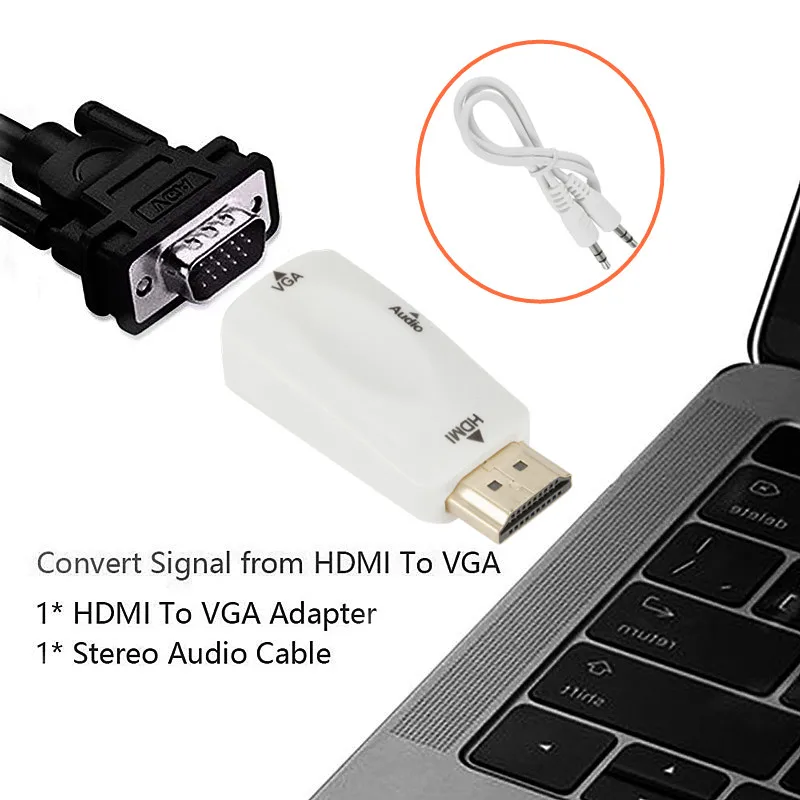 GRWIBEOU HDMI-совместимый адаптер VGA 1080P HDMI в VGA аудио-видео конвертер для ПК ноутбука ТВ-приставка компьютерный дисплей проектор