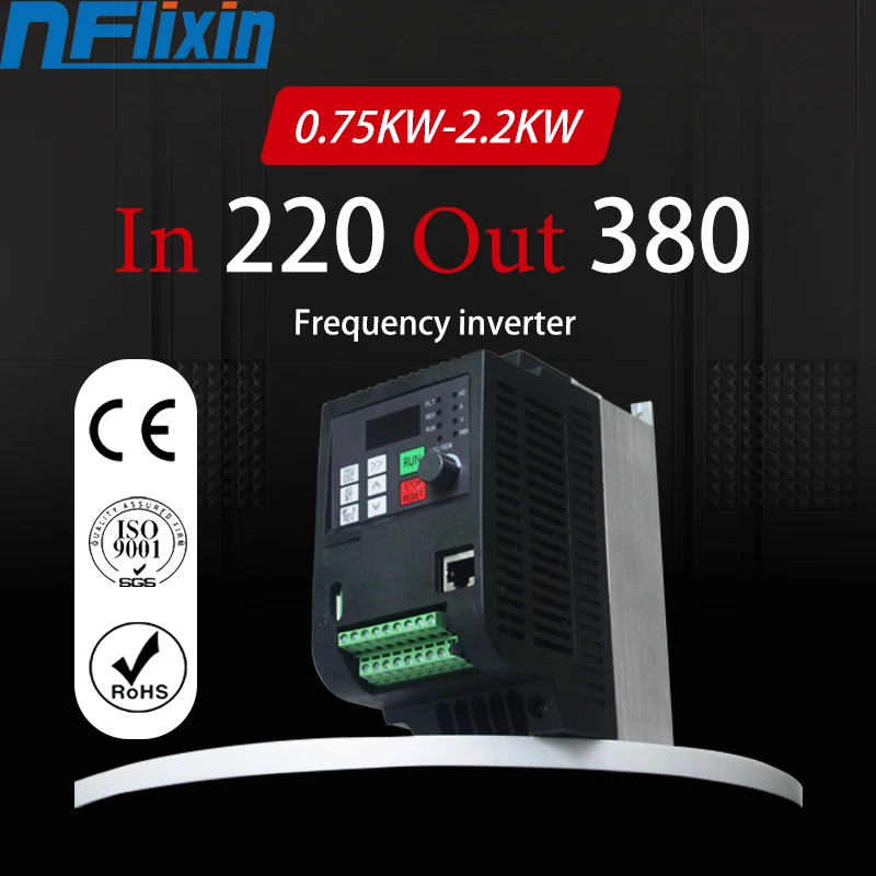 7.5KW 220V single Phase Input VFD Frequency Inverter 3 Phase 380V Output Motor Speed Control Frequency Drive Converter 50/60Hz