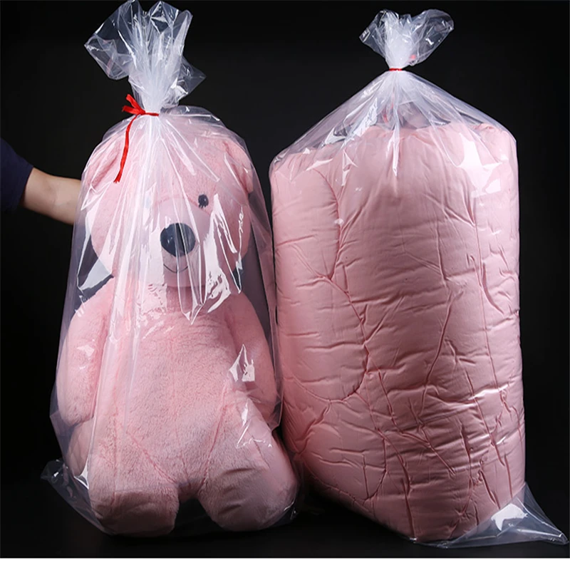 Eco-friendly 5/10Pcs transparent plastic packaging large clothing pe flat pocket moving bag storage plush doll quilt dust bag