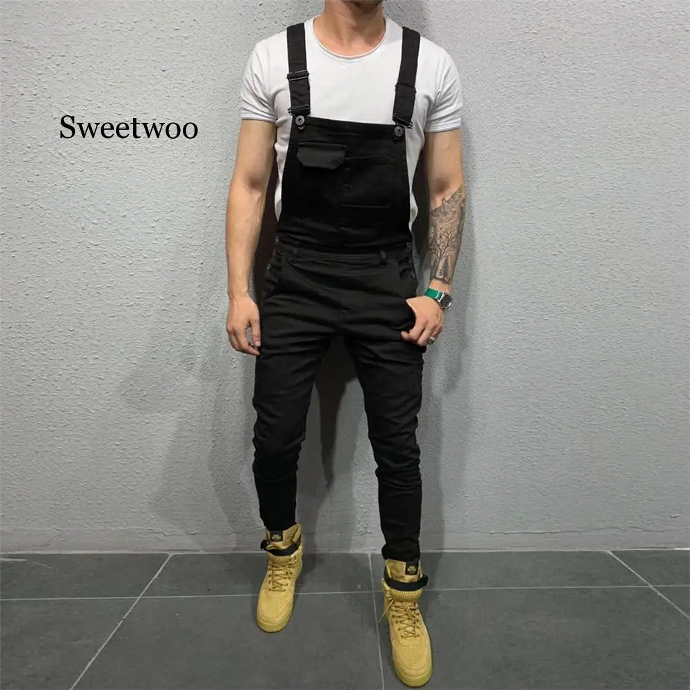 Mens Fashion Denim Bib Overalls Jumpsuits Jeans Pants Trousers 2020 New