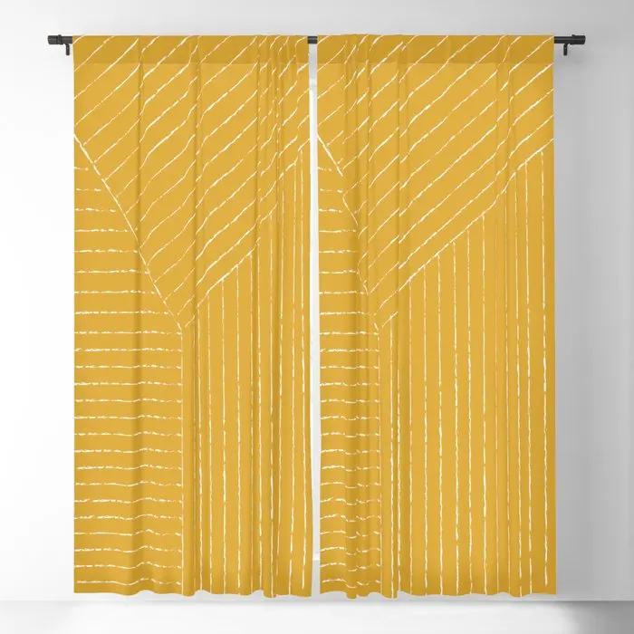 

Lines (Mustard Yellow) Blackout Curtains 3D Print Window Curtains For Bedroom Living Room Decor Window Treatments