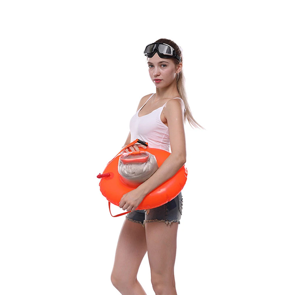 PVC Swimming Buoy Safety Double Airbags Tow Float Swimming Inflatable Flotation Dry Bag Diving Safety Signal Air Bag