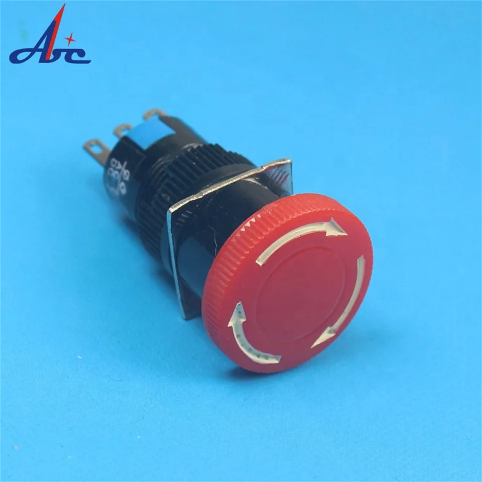 16mm  2NO2NC Self Lock Latching ON OFF 3A 250V Plastic  Red Mushroom Emergency Stop Push Button Switch