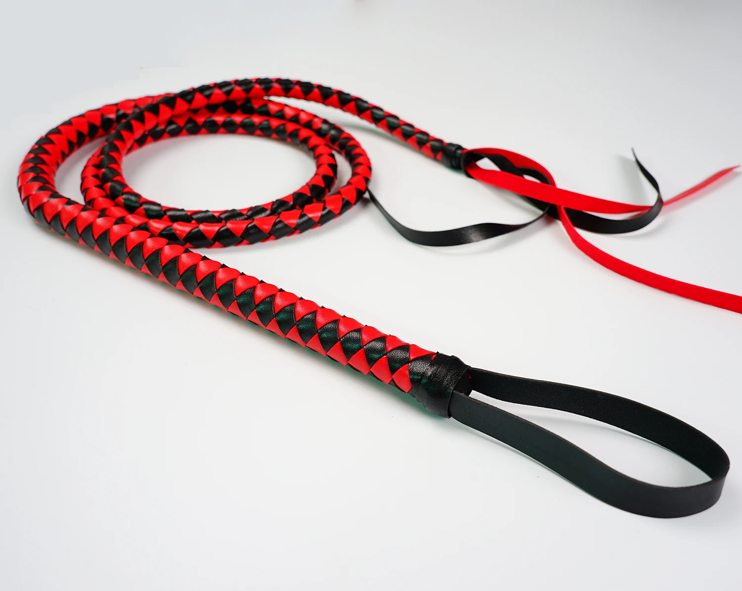 190CM Leather Horse Whip Bull Whip, 4 Plait Bullwhip, 6 Feet - Color Choice: White or Red