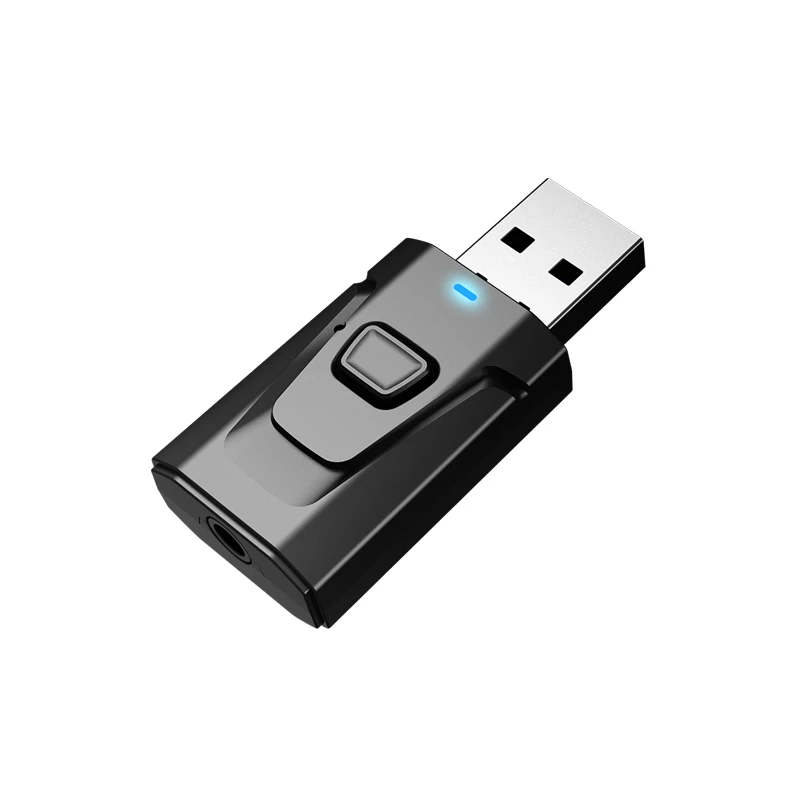 VAORLO-4 인 1 USB 블루투스 5.0 어댑터 3.5MM AUX 스테레오 마이크 포함, 핸즈프리 무선 오디오 수신기 송신기 PC TV Carkit 용
