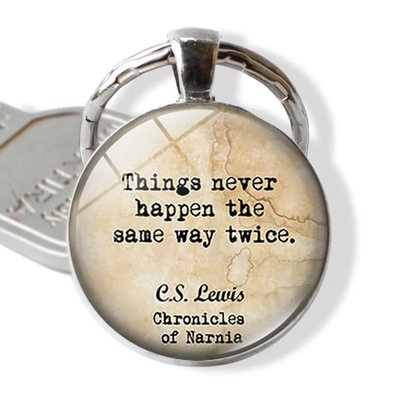 WG 1pc C.S. Lewis Narnia Chronicles Time Gem&stone Keychain Keyring Pendant Cabochon Glass Ball Keychain For Female Jewelry