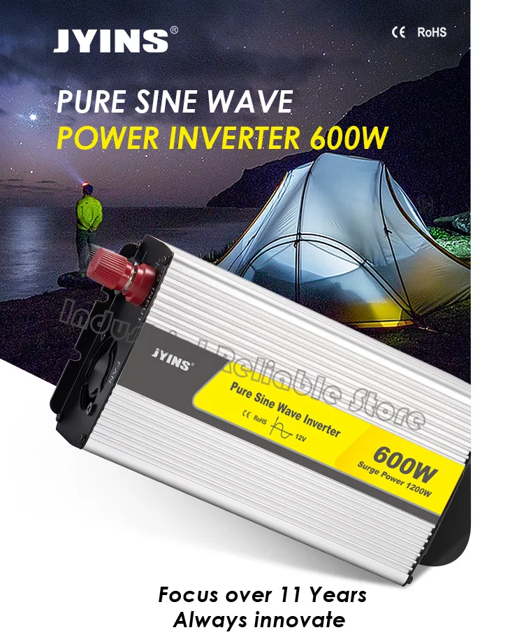 600W 1200W 12 220 110V AC Pure Sine Wave Power Inverter For Solar System/Solar Panel/Home/Outdoor/RV/Camping Wave Power Inverter