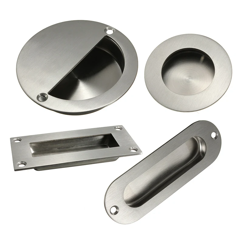 Stainless Steel Door Handle Flush Recessed Pull Circular Oval Rectangular Hardware Drawer Embedded For Home Tools Free Ship