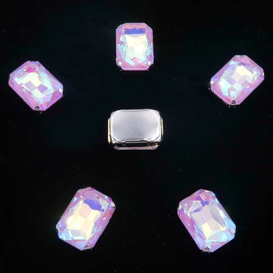 Rechteckige silberne Krallenfassungen, 20 Stück/Packung, 13 x 18 mm, Jelly Candy & AB-Farbe, Glaskristall zum Aufnähen, Strass für Hochzeitskleid, DIY – Detail 10