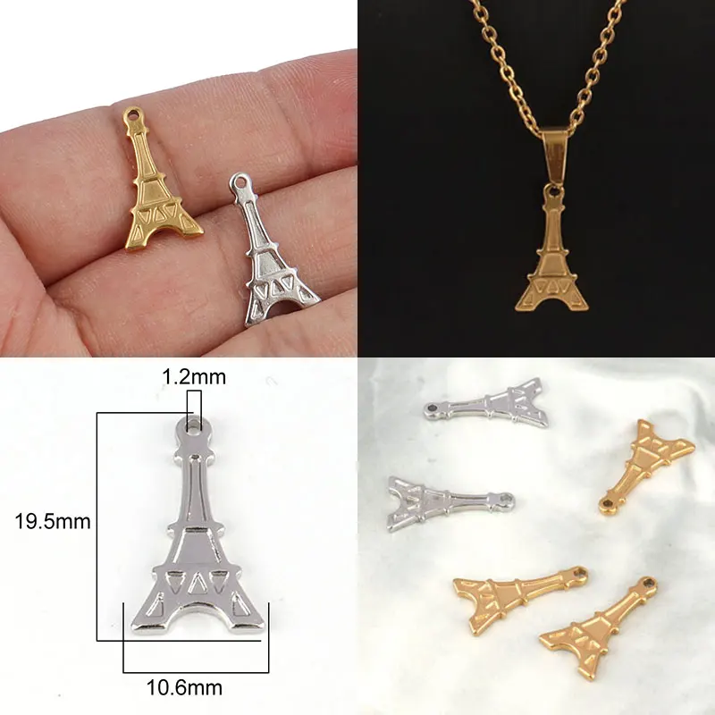 5Pcs Stainless Steel Eiffel Tower Charm Jewelry findings Fit DIY Jewelry Bracelet Charms For earring charms in jewelry making