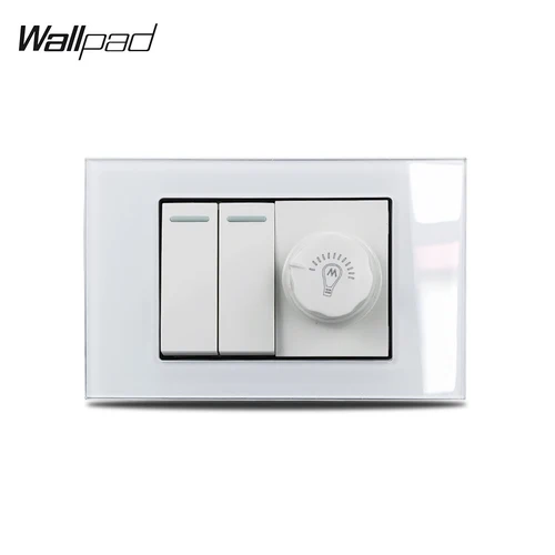 Regulador de intensidad de 118x75mm, interruptor de pared de 2 botones, cristal blanco, 2 entradas, 1 y 2 vías, interruptor de Control de atenuación de luz