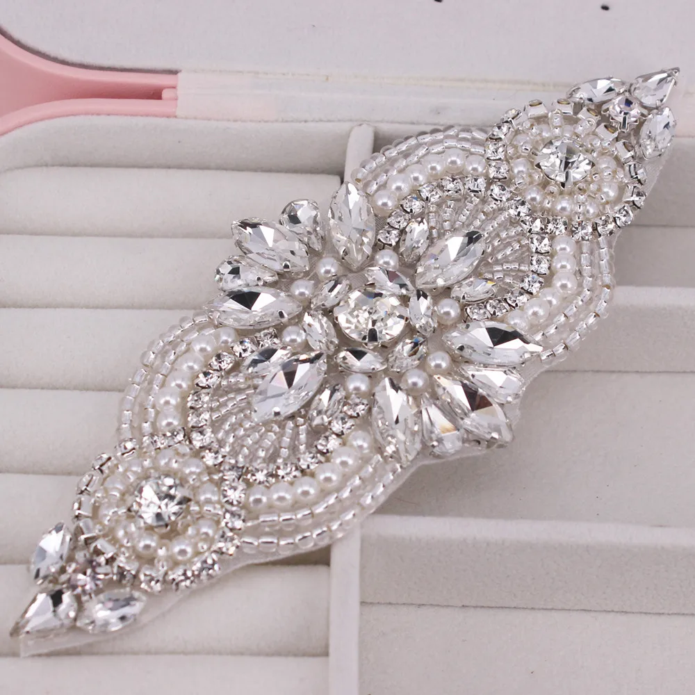 1 PCS Gold Rhinestone Appliques For Wedding Belt Shoes hair,hat Jewelry DIY Sew On Rhinestone Appliques Bridal Accessories