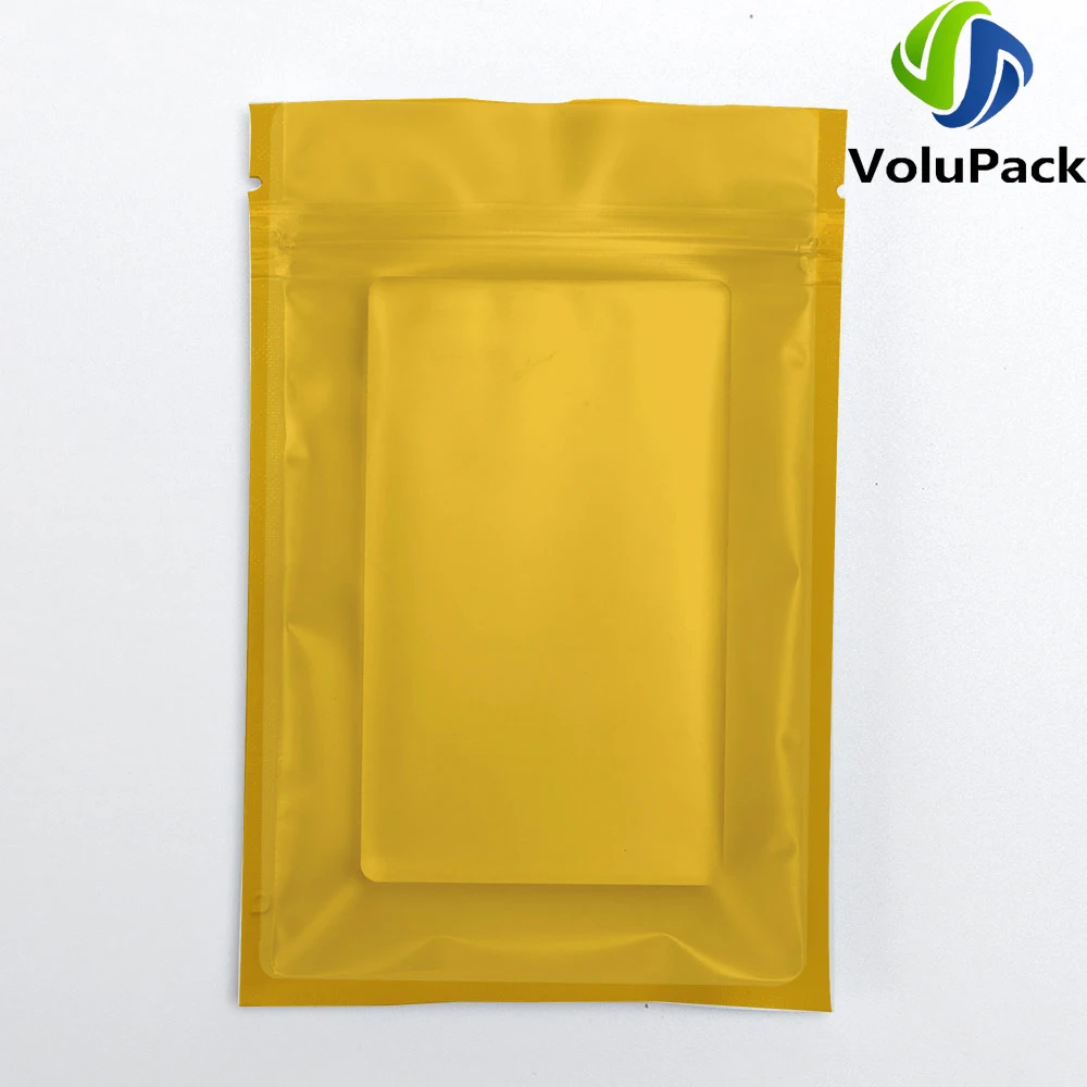 Smell Proof Aluminum Foil Mylar Packaging Bags,Home Supplies Reusable Zipper Storage Gold Bags, Desk Stationery Flat Pouches