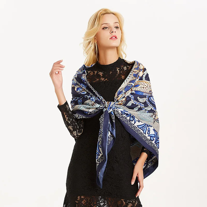 KOI LEAPING new woman Fashion silk Scarf Pattern Printing Square scarf Decoration Headdress Gift headscarf high quality Shawl