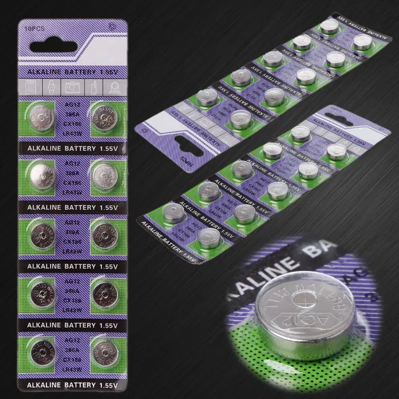 10 قطعة القلوية بطارية AG12 1.5V LR43 386 زر عملة خلية ووتش اللعب بطاريات التحكم عن بعد SR43 186 SR1142 LR1142 #1