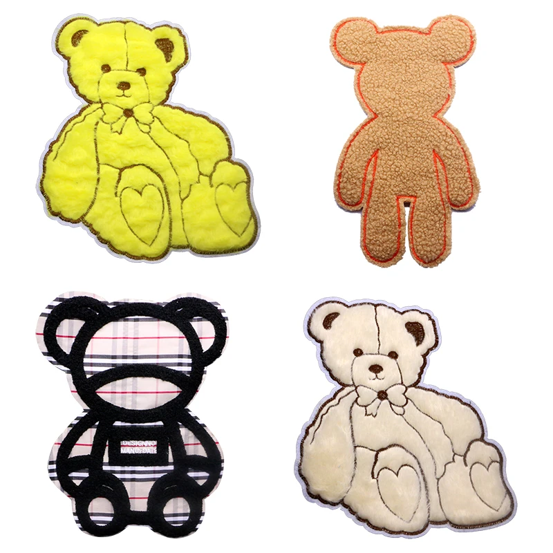 Big Fashion Lovely Embroidery Sewing Towel Cloth Art Plush Bear Badge Stripe DIY Down Jacket T-shirt Backpack Clothing