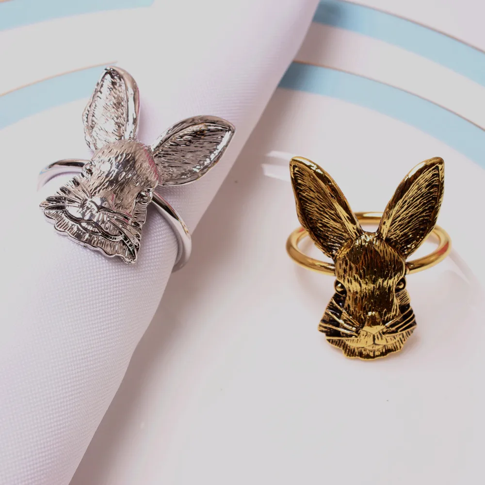 Bunny Ears Napkin Rings Easter Rabbit Napkin Holder Metal Napkin Holder Towel Buckle Home Table Decoration For Spring Easter