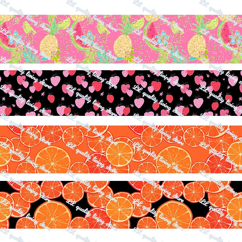 

Fruit pattern printed grosgrain ribbon 50 yards gift wrapping diy bows christmas wedding derections ribbons