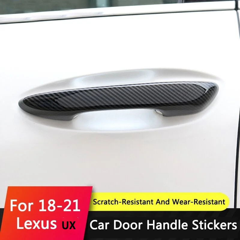 For Lexus UX UX200 UX250h 2018 2019 2020 2021 2022 Carbon Fiber Chrome Car Door Handle Cover Trim Sticker Styling Accessories