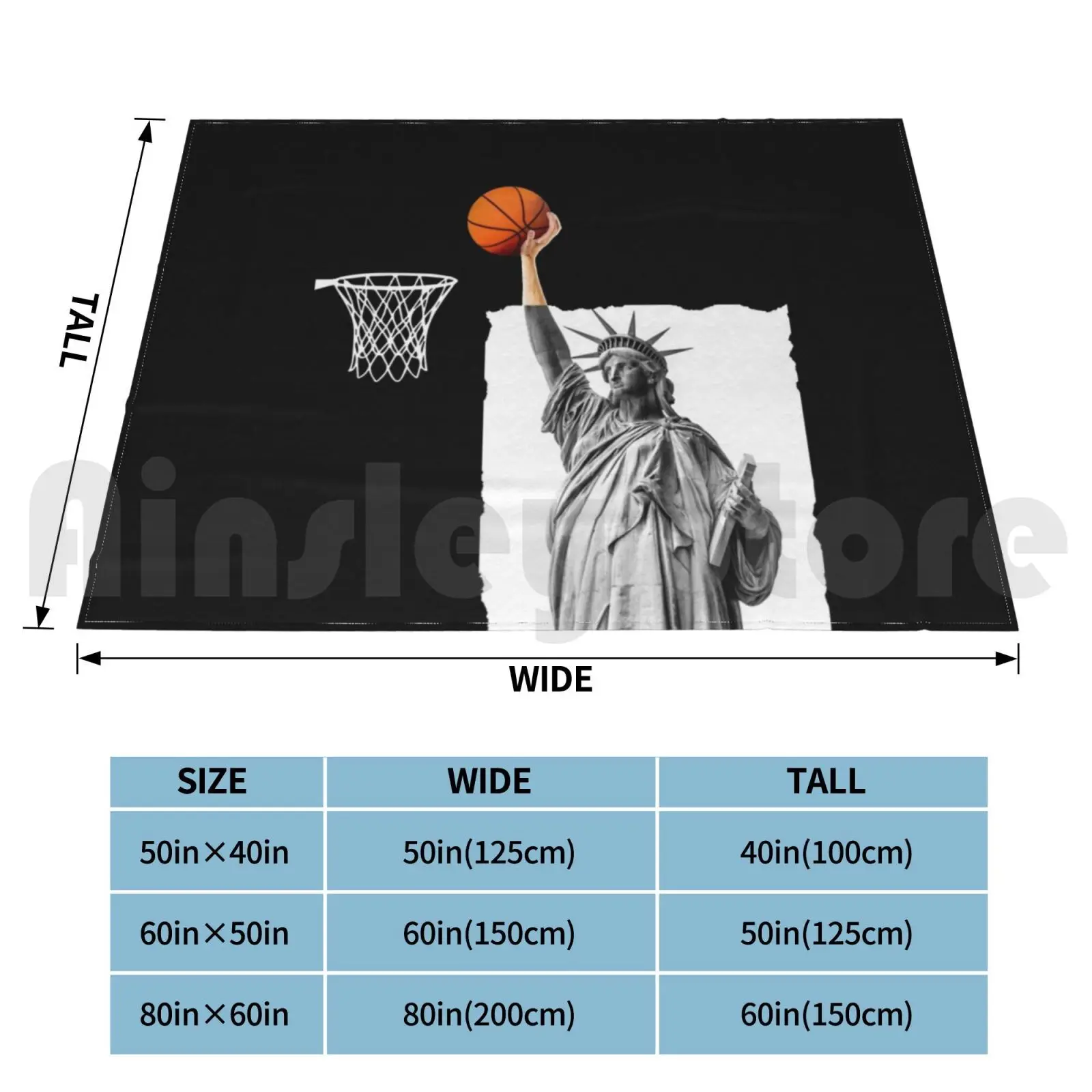 Funny Statue Of Liberty Basketball Collage Art Blanket Fashion Custom Basketball Michael Dirk Nowitzki Magic