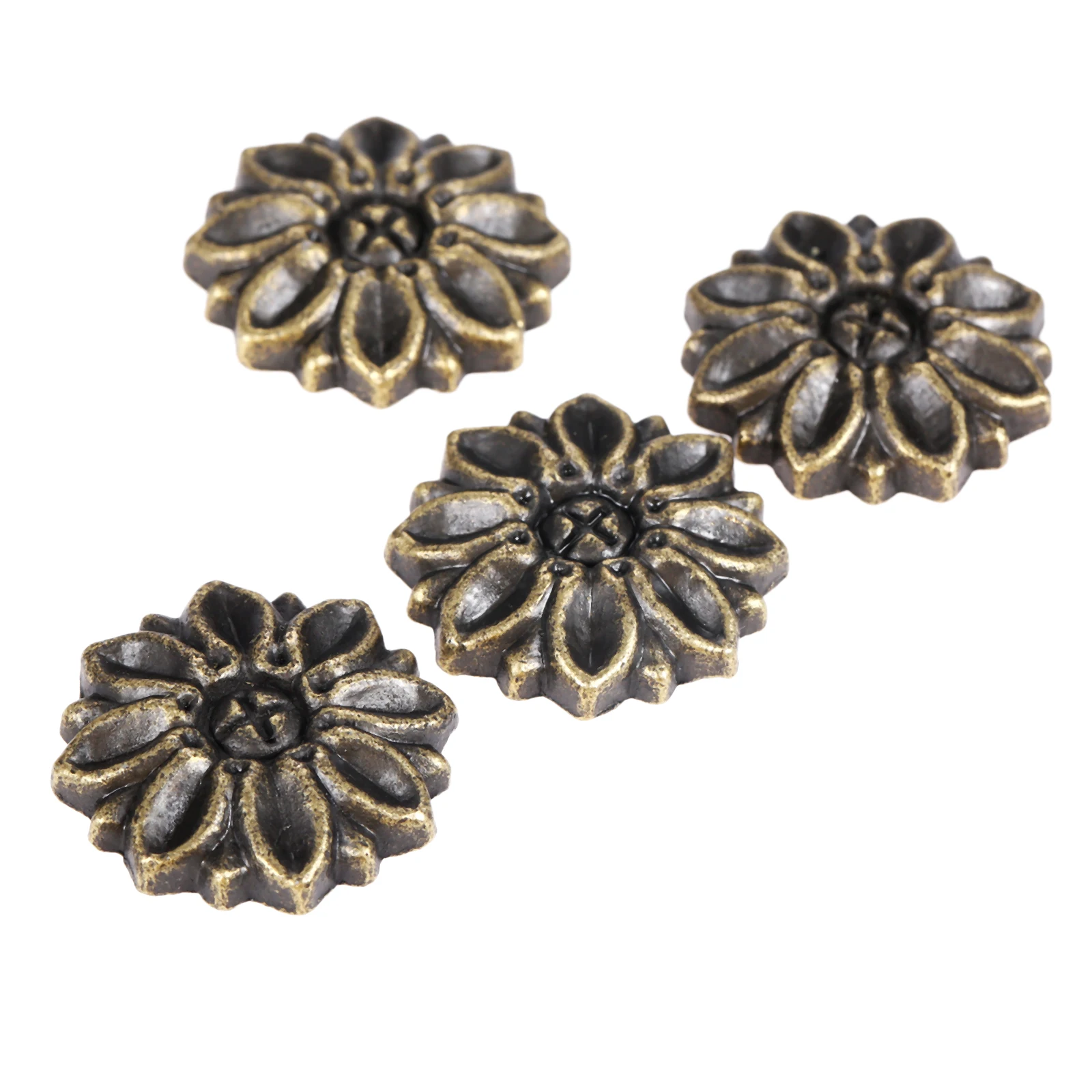 10pcs Alloy Corners Cabochon Ancient Flower Flatback Alloy Embellishment Patch Scrapbook Vintage Decor Wood Jewelry Box 23mm