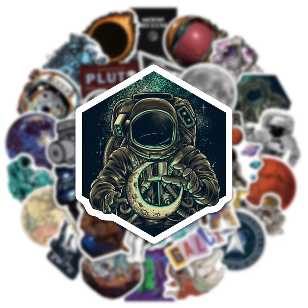 10/50/100Pcs Space Planet Astronaut Stickers Aesthetic DIY Laptop Skateboard Motorcycle Scrapbooking Cool Kids Sticker Packs